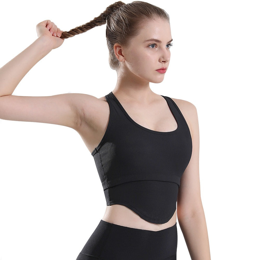 Sports Undershirt External Yoga Wear Tops Long-Sleeved Fitness Running Underwear Female With Chest Pad Shockproof High-Intensity
