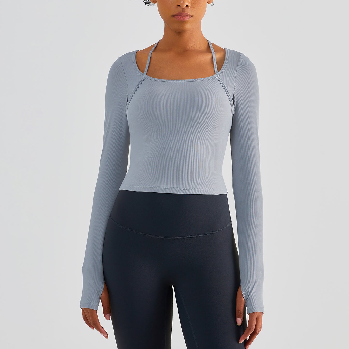 Neck Hanging Exercise Clothes Yoga Clothes Top Women's Long Sleeved Fitness Clothes With Chest Pads