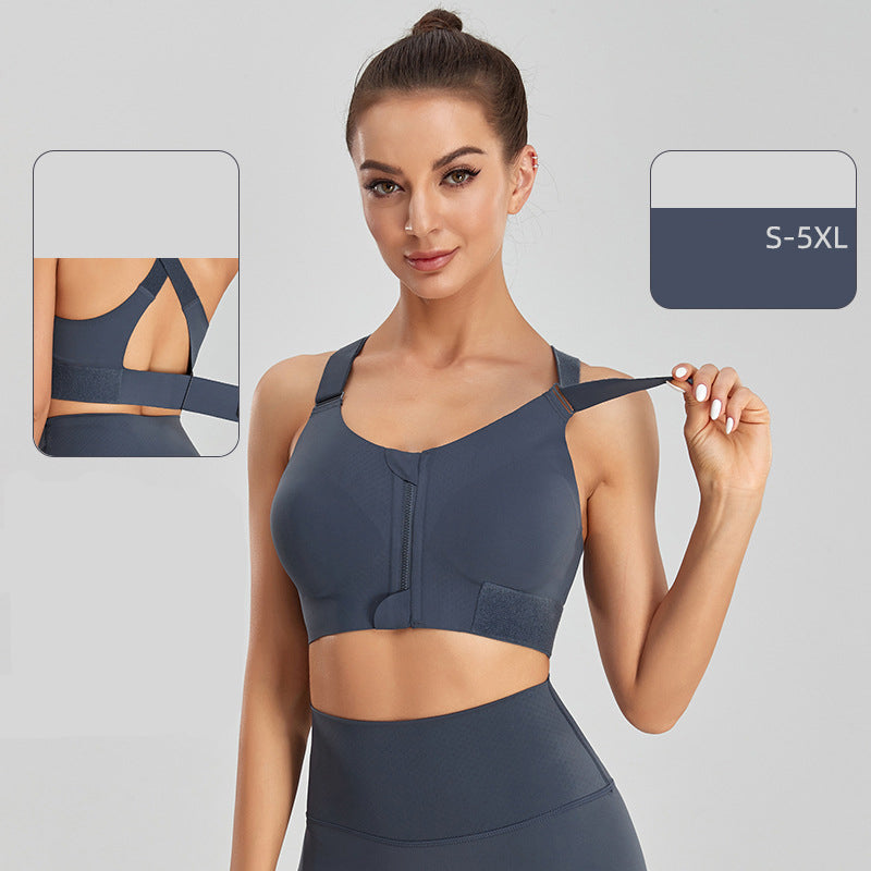 Zipper Sports Bra Womens Large High Strength Shockproof Running Tank Top Yoga Fitness Bra Traceless Lulu