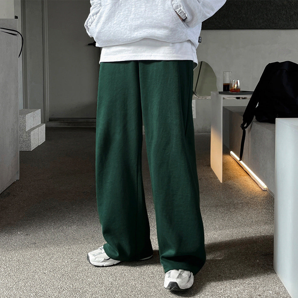 Drapey Wide Leg  - Casual Pants -  Straight Long Trousers - Relaxed Fit -  Sports Sweatpants
