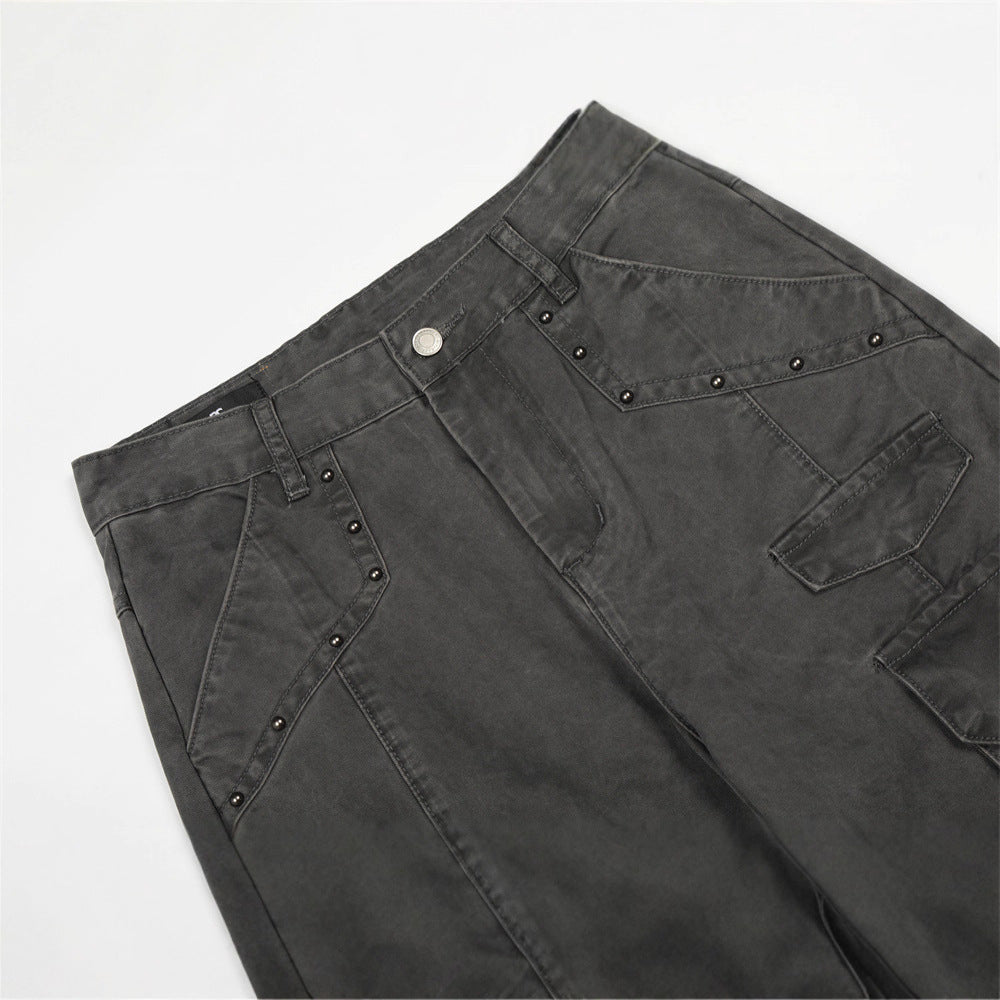 Multi-Pocket Cargo Pants - Loose Fit - Wide Leg Straight Cut