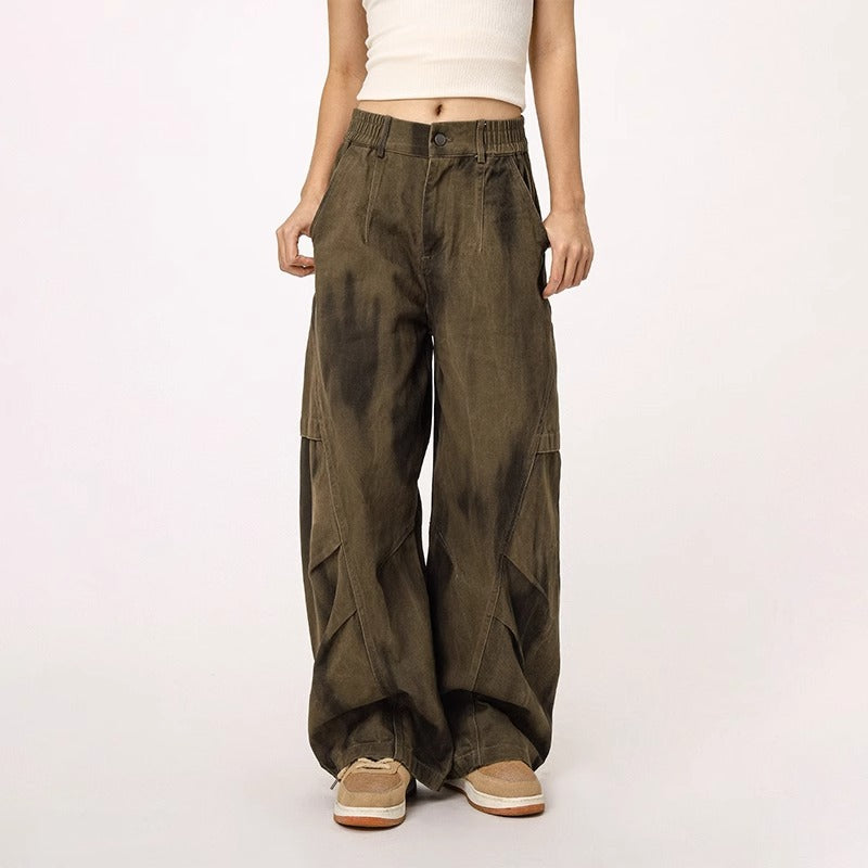 Cargo Jeans - Vintage Casual - Wide Leg Floor-Length Pants