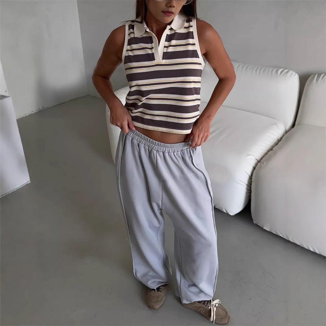 Street Style Loose Casual Pants for Women, Fashionable and Versatile Elastic Waist Sweatpants