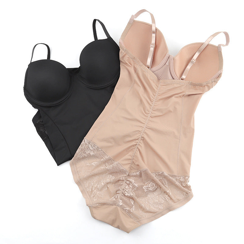 Belt Buckle Corset Waist Boxer One-Piece Body Shaper Women's Sling Postpartum Abdomen And Buttocks Bodysuit