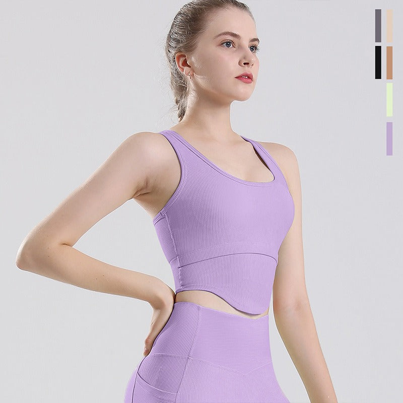 Sports Undershirt External Yoga Wear Tops Long-Sleeved Fitness Running Underwear Female With Chest Pad Shockproof High-Intensity