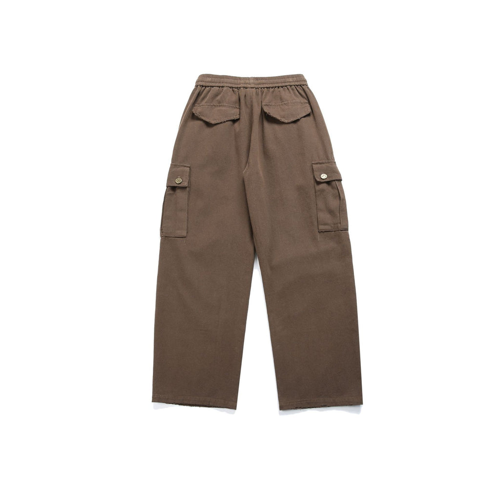 Multi-Pocket Loose Straight-Leg Drawstring Cargo Pants