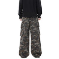 Leg Stripe - Camouflage Cargo Casual Pants - Large Pockets - Loose Wide Leg