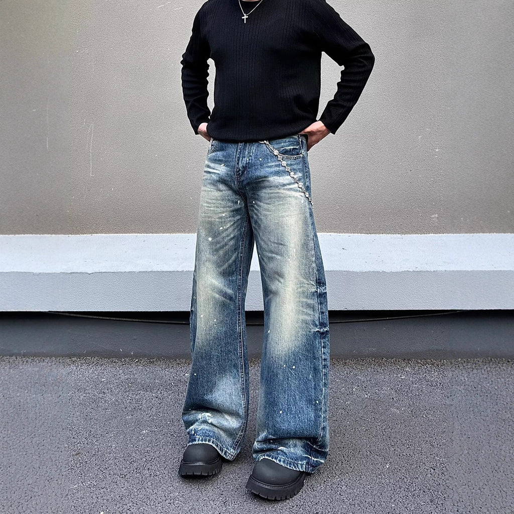 Loose Fit Washed Denim Pants – Straight Leg, Mid-Rise Casual Jeans