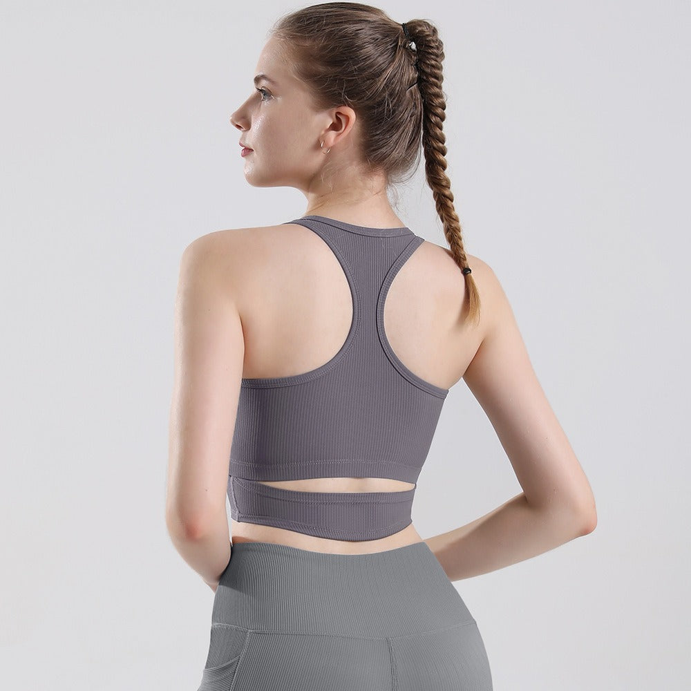 Sports Undershirt External Yoga Wear Tops Long-Sleeved Fitness Running Underwear Female With Chest Pad Shockproof High-Intensity