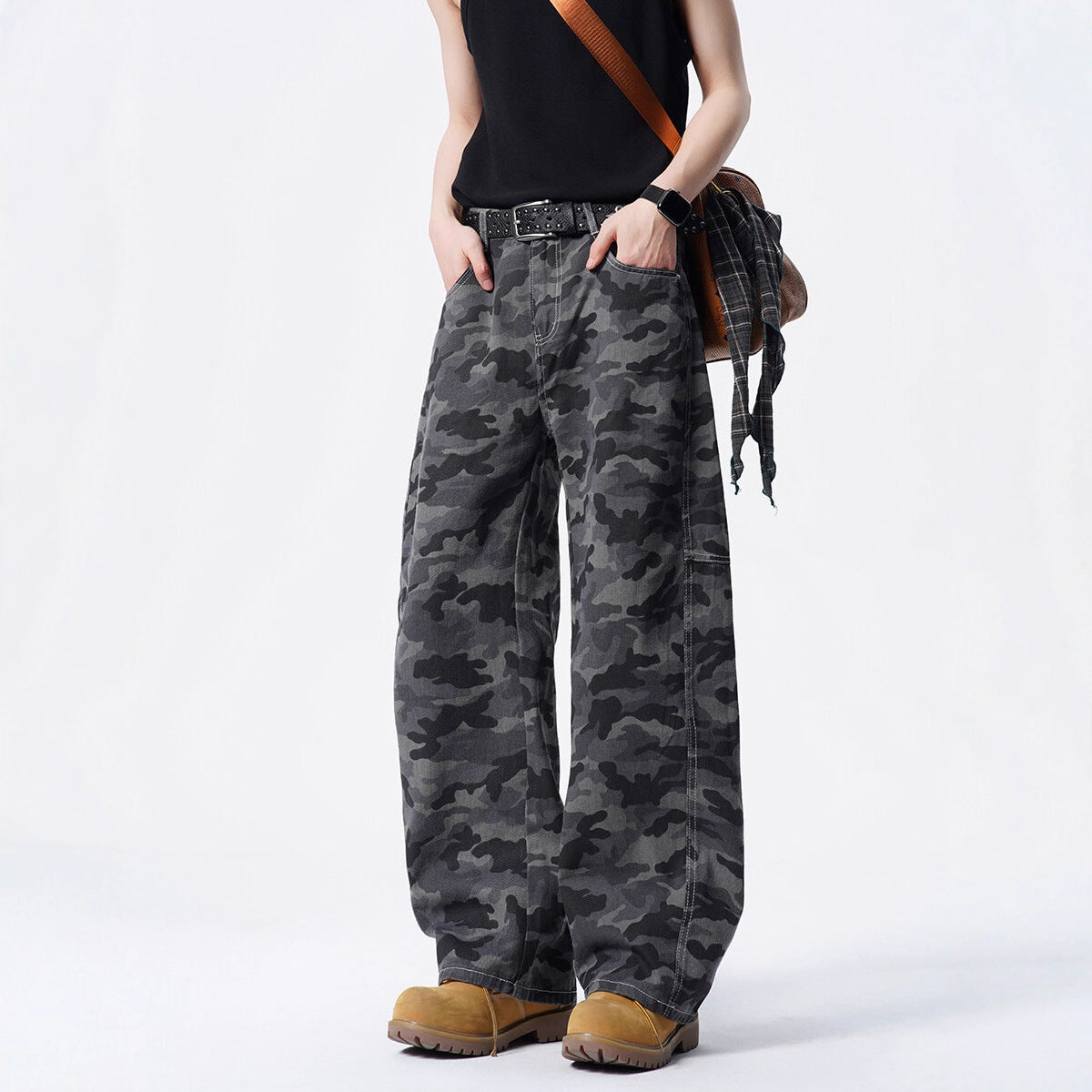 Street Style Camouflage Cargo Pants – Loose Fit Wide-Leg Casual Wear