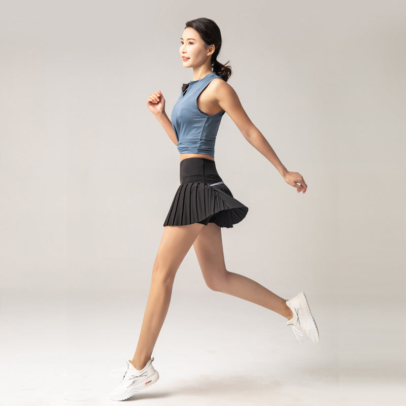 Summer Sports Fitness Shorts Women's Anti-Glare Outdoor Quick-Drying Culottes Running Breathable Gym Short Tennis Skirt