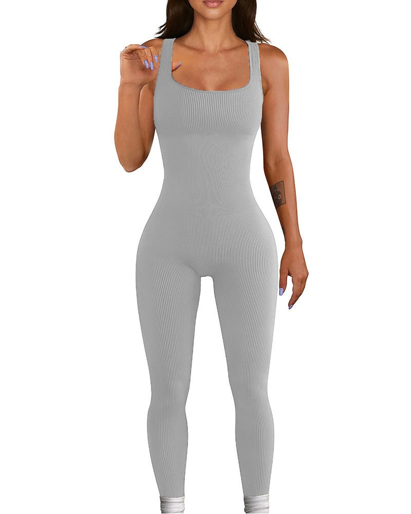 Women's Jumpsuit Autumn and Winter New Arrival Threaded Square Neck Hip Lift Slim Sexy Jumpsuit