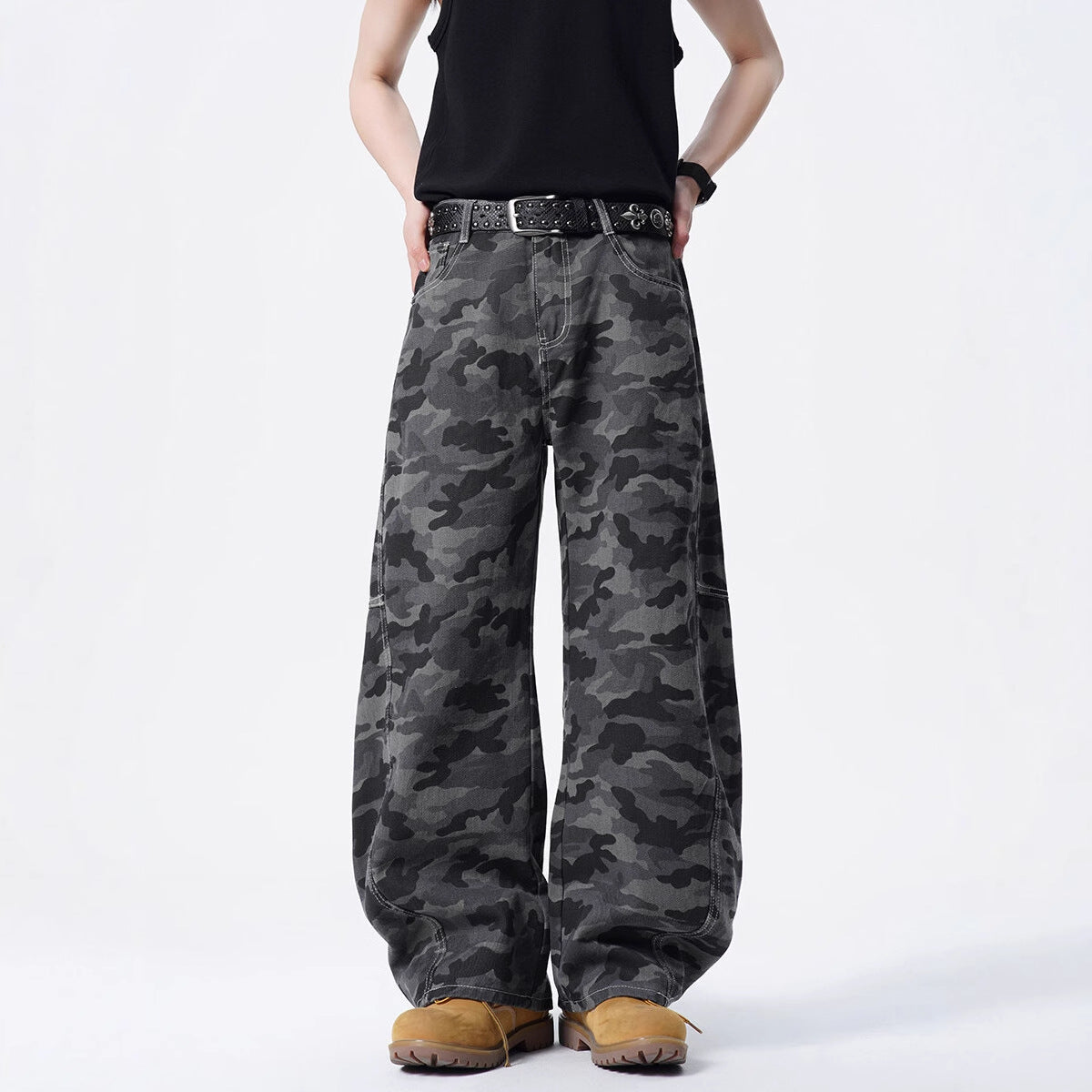Street Style Camouflage Cargo Pants – Loose Fit Wide-Leg Casual Wear
