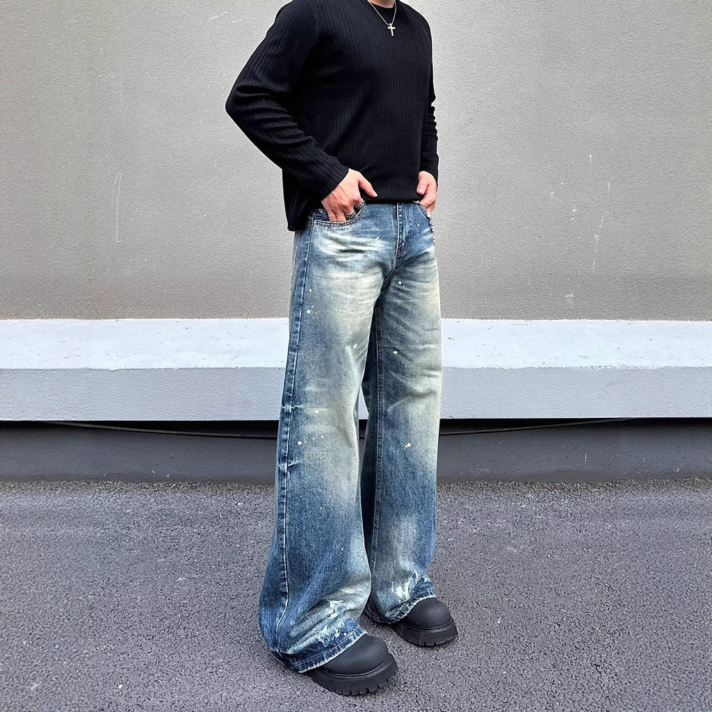 Loose Fit Washed Denim Pants – Straight Leg, Mid-Rise Casual Jeans