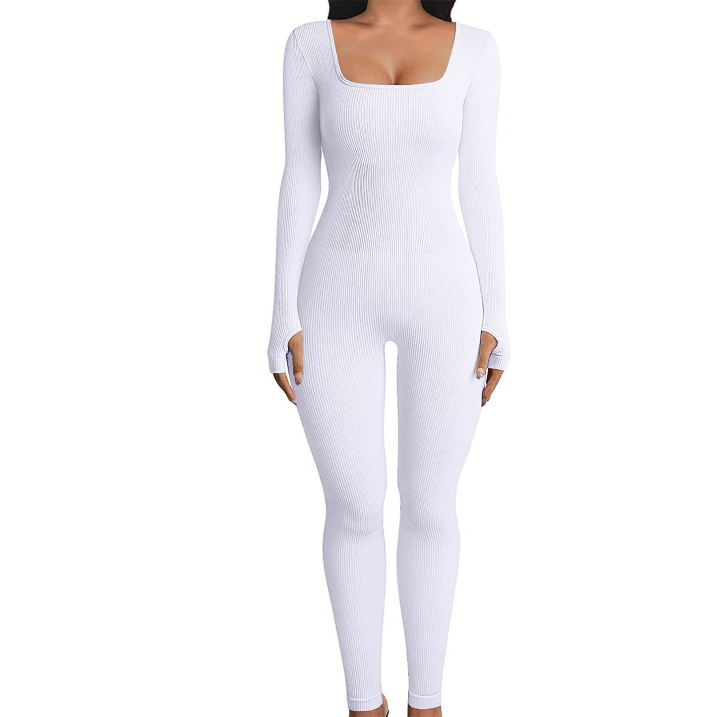 Women's Jumpsuit Autumn and Winter New Arrival Threaded Square Neck Hip Lift Slim Sexy Jumpsuit