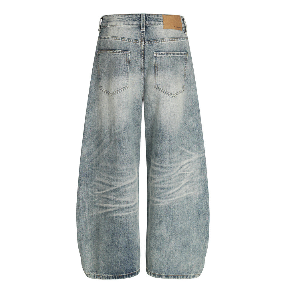 Faded Whiskered Jeans – Loose-Fit Straight & Wide-Leg Casual Jeans