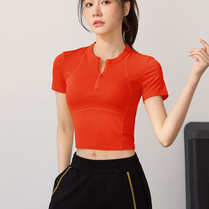 Women’s Half-Zip Athletic T-Shirt Quick-Dry Fitted