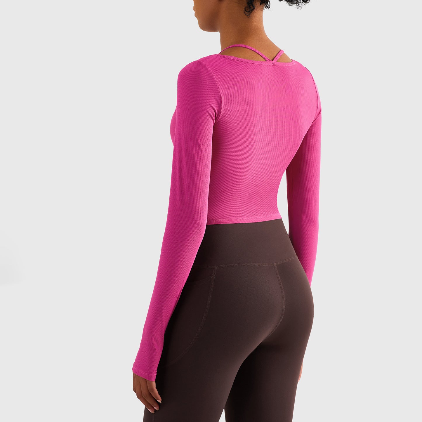Neck Hanging Exercise Clothes Yoga Clothes Top Women's Long Sleeved Fitness Clothes With Chest Pads