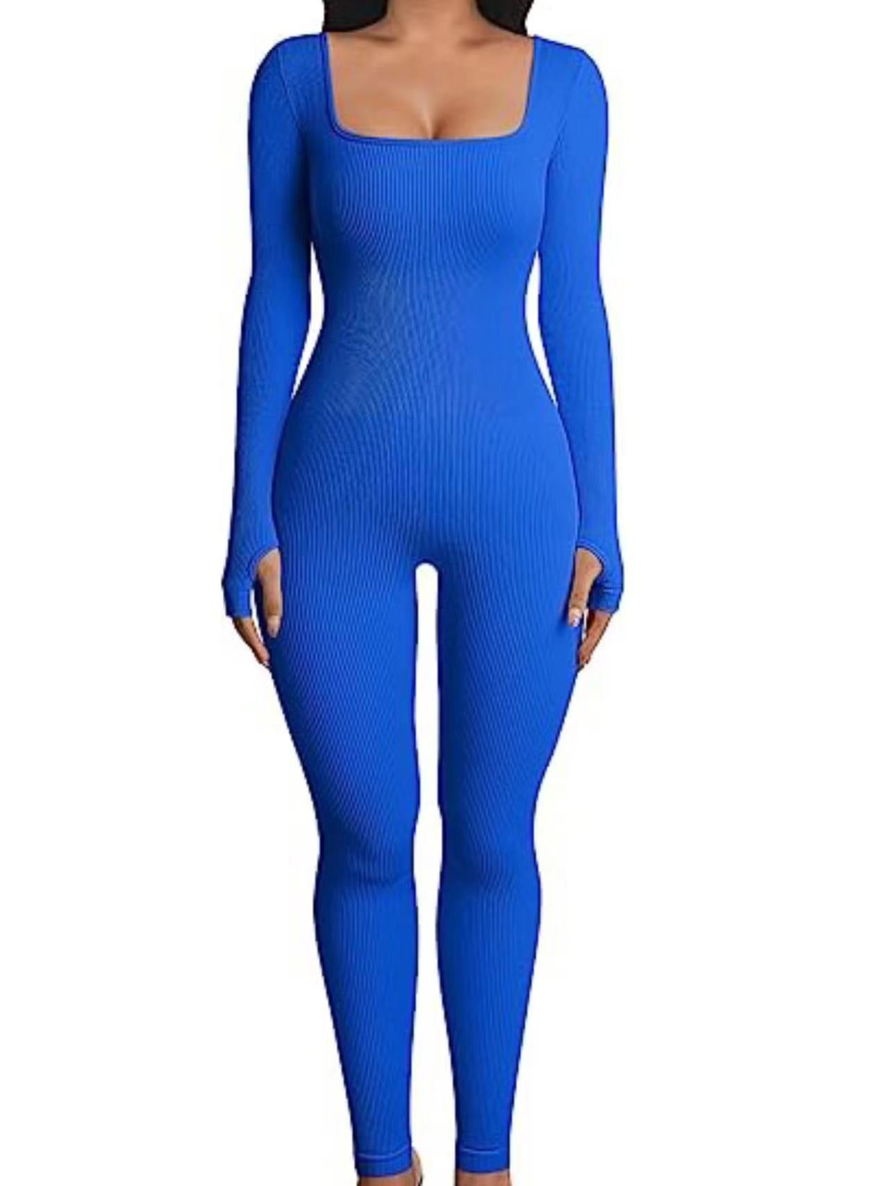 Women's Jumpsuit Autumn and Winter New Arrival Threaded Square Neck Hip Lift Slim Sexy Jumpsuit