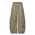 Distressed Camouflage Cargo Pants – Loose Wide-Leg Streetwear