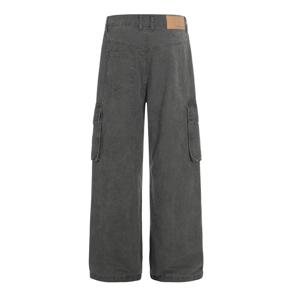 Multi-Pocket Cargo Pants - Loose Fit - Wide Leg Straight Cut