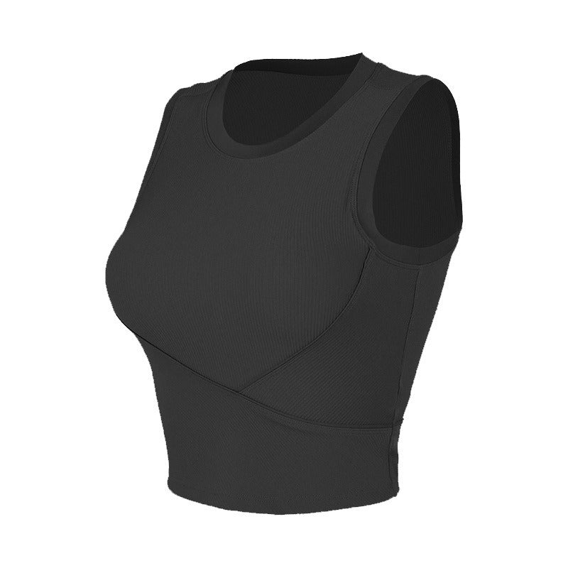 Rib Running Sports Tank Top Women's Summer Chest Cushion Yoga Dress Top Sleeveless Back Fitness Bra