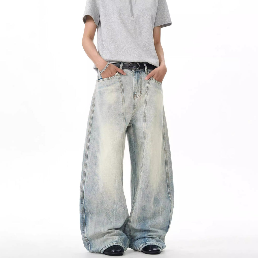 Washed Baggy - Slash Wide Leg Jeans - Loose Baggy fit