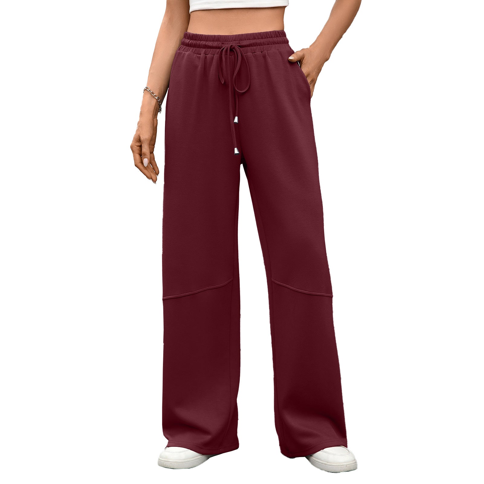 Solid Colors - Elastic Waist  - Drawstring Pocket  - Wide Leg Sweatpants