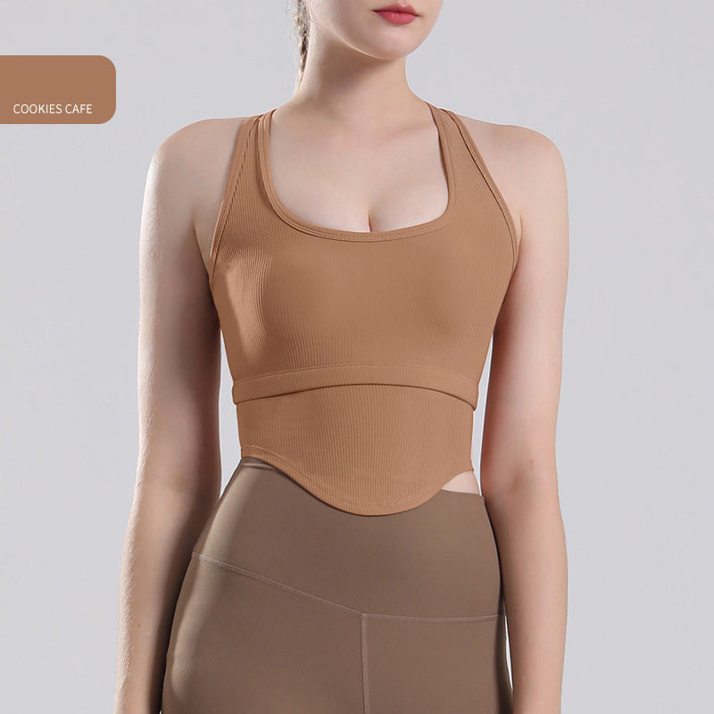 Sports Undershirt External Yoga Wear Tops Long-Sleeved Fitness Running Underwear Female With Chest Pad Shockproof High-Intensity