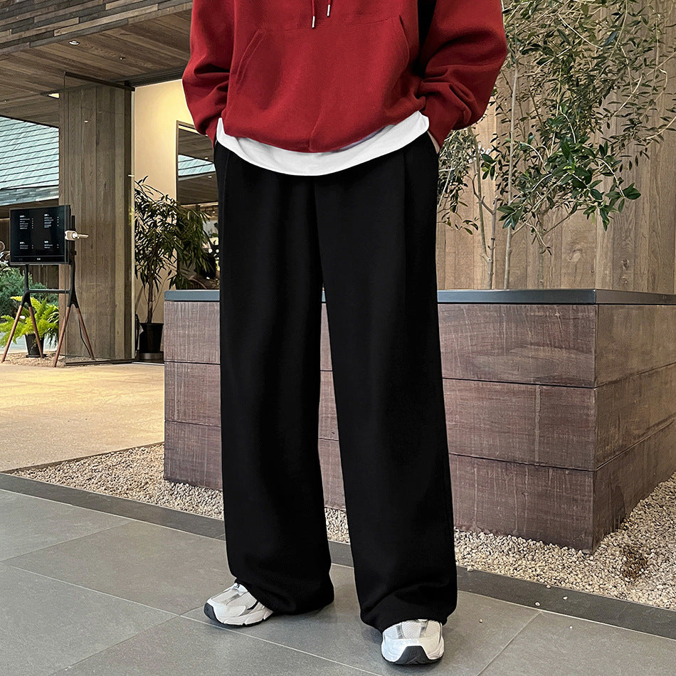 Drapey Wide Leg  - Casual Pants -  Straight Long Trousers - Relaxed Fit -  Sports Sweatpants