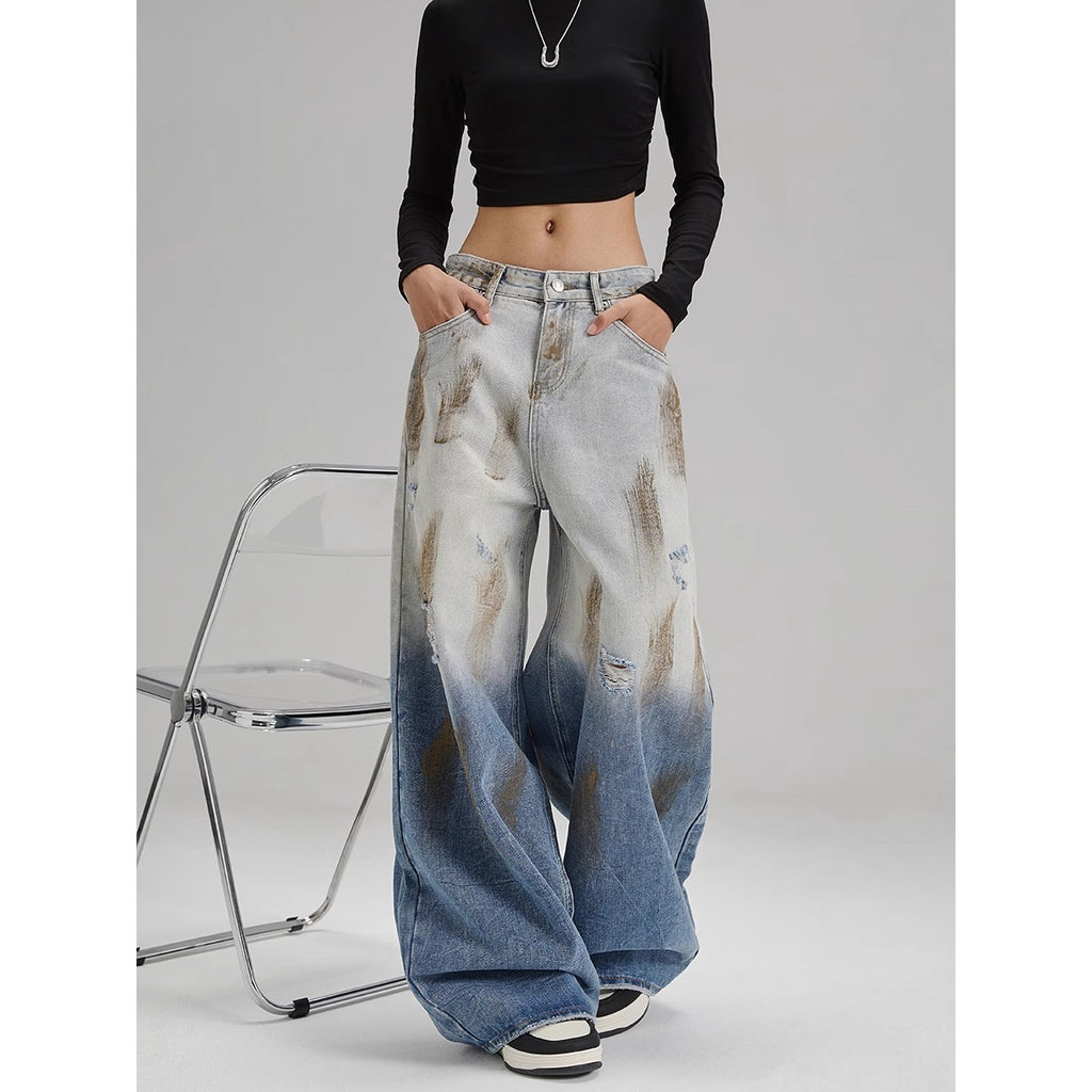 Denim Jeans - Loose Straight Fit - Versatile Wide Leg Long Trousers