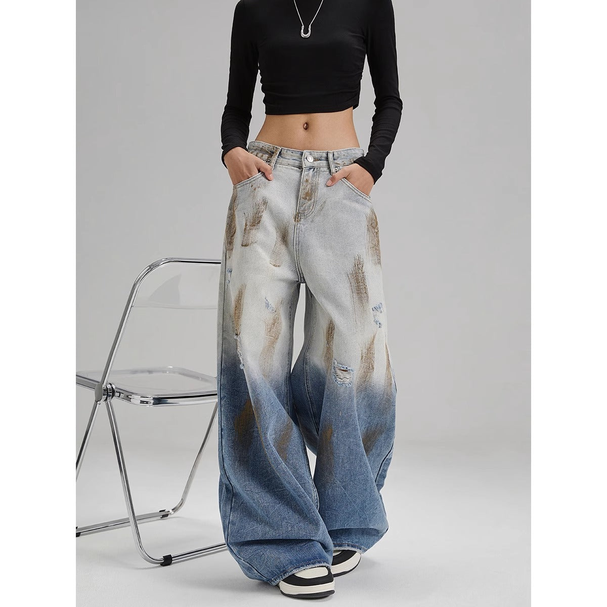 Denim Jeans - Loose Straight Fit - Versatile Wide Leg Long Trousers