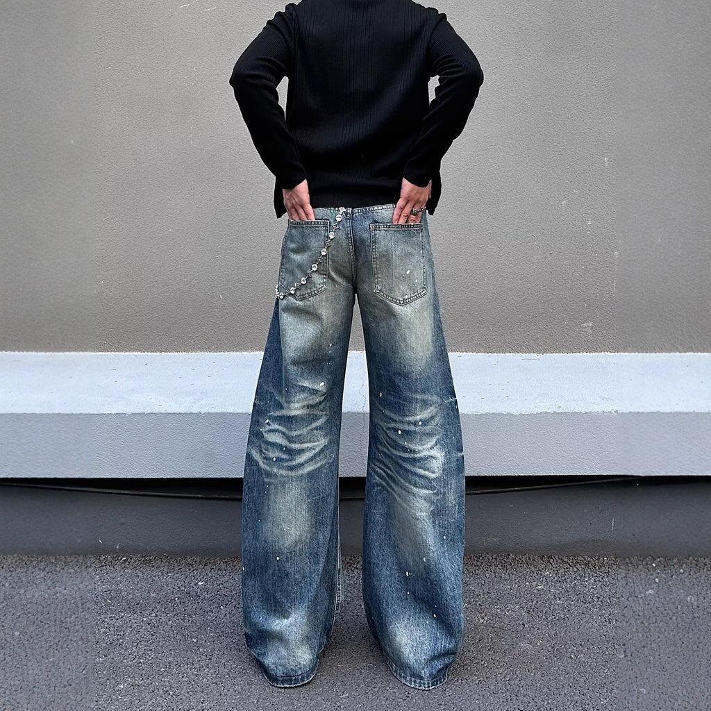 Loose Fit Washed Denim Pants – Straight Leg, Mid-Rise Casual Jeans