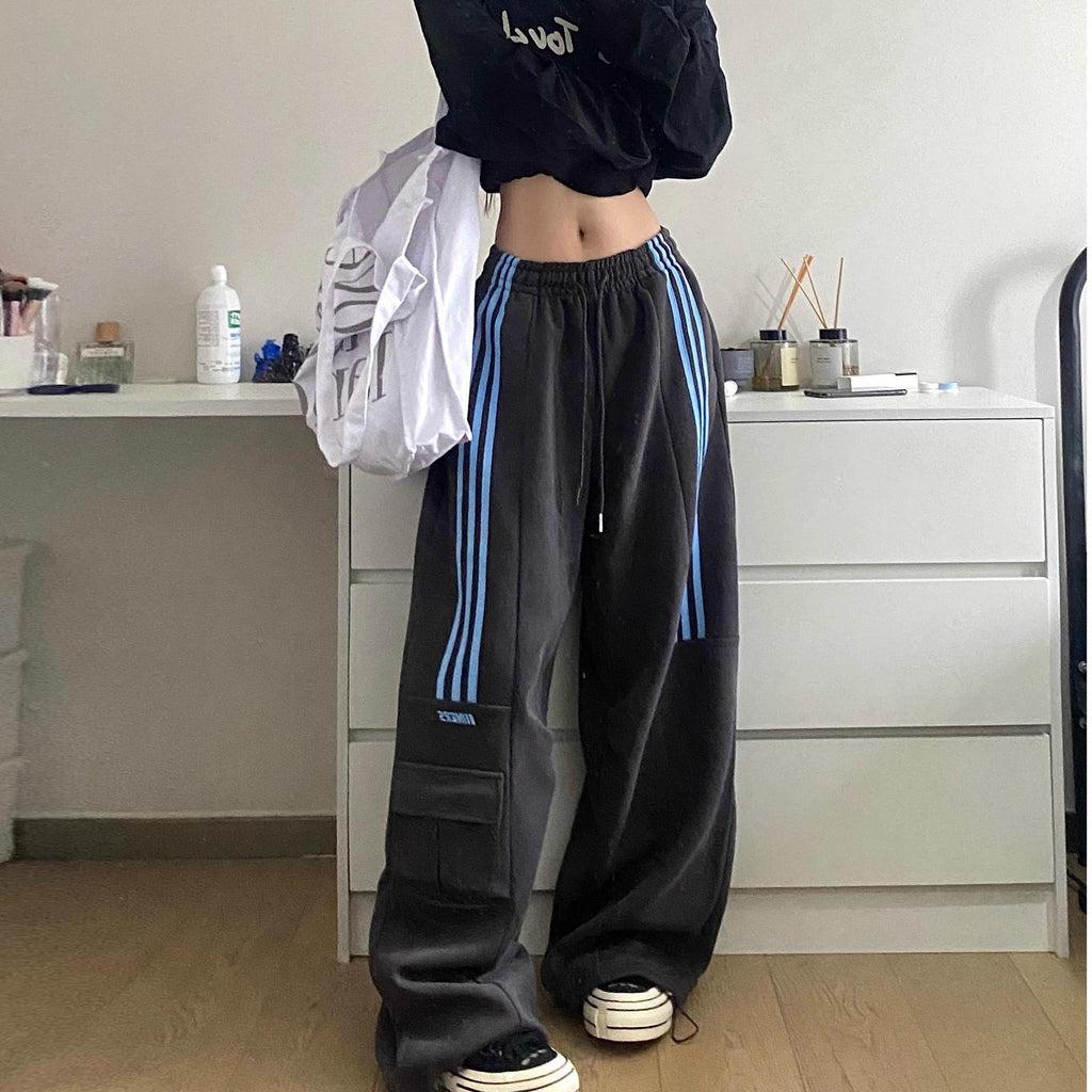 Striped Sweatpants - Wide Leg - Loose Fit