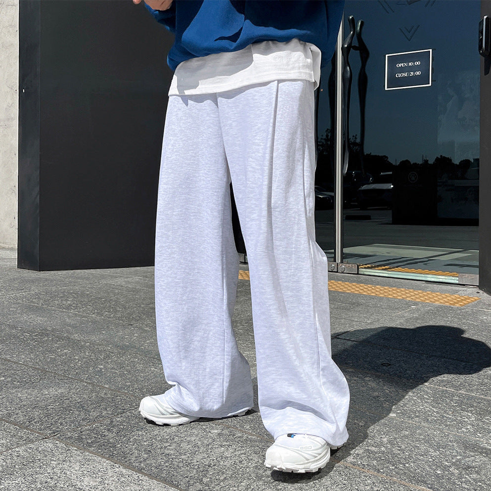 Drapey Wide Leg  - Casual Pants -  Straight Long Trousers - Relaxed Fit -  Sports Sweatpants