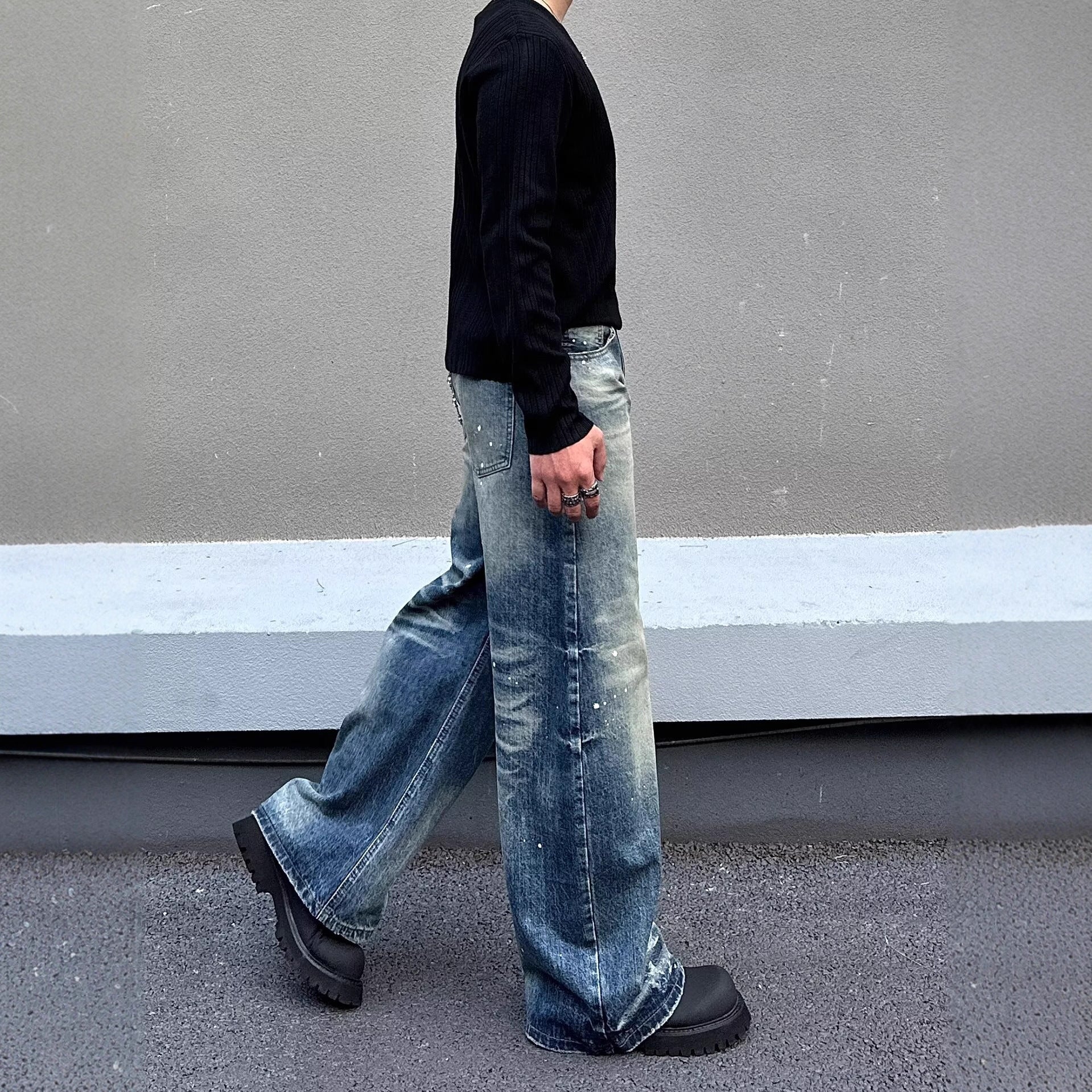 Loose Fit Washed Denim Pants – Straight Leg, Mid-Rise Casual Jeans