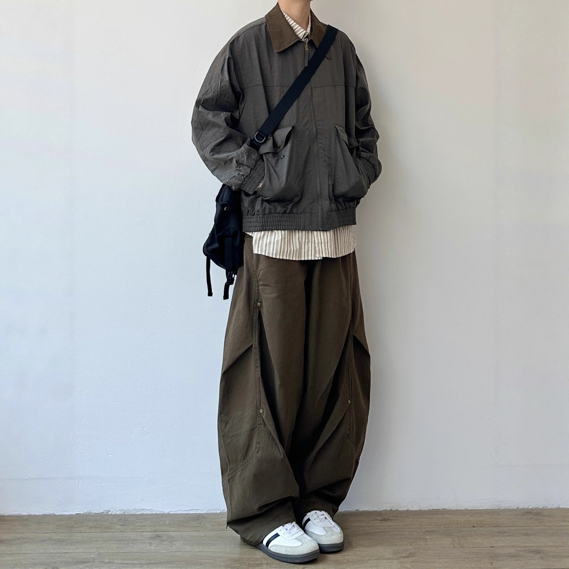 Vintage Wide Leg Cargo Pants - Pleated Design  - Loose Fit - Versatile Long Pants