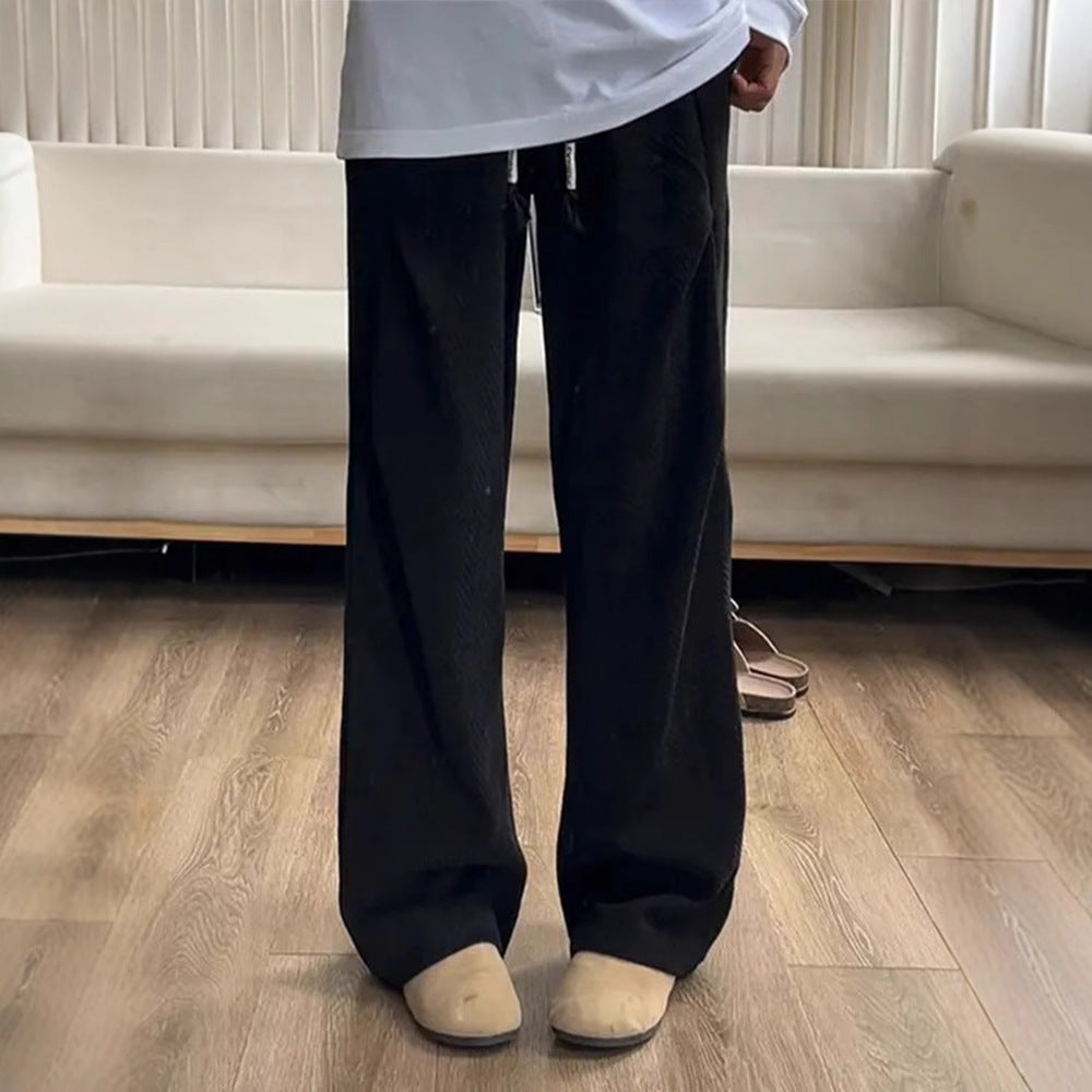 Pleated Knit Sweatpants – Relaxed Straight-Leg Pants