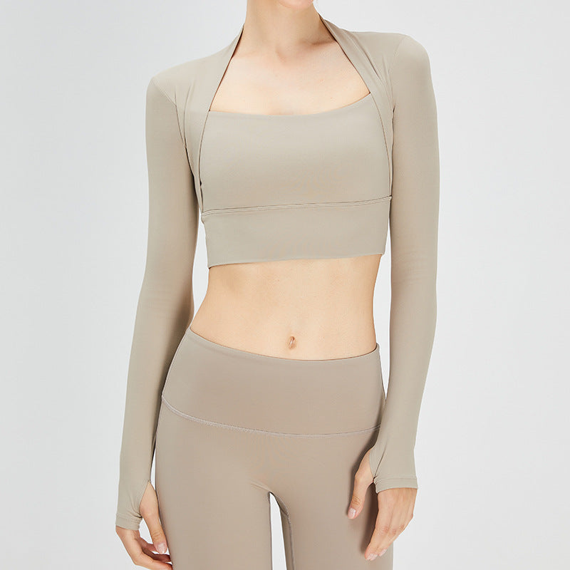 Autumn And Winter New Nude Sports Top Women's Long Sleeve Fast Drying Fitness Clothes Tight And Comfortable Two Piece Yoga Clothes