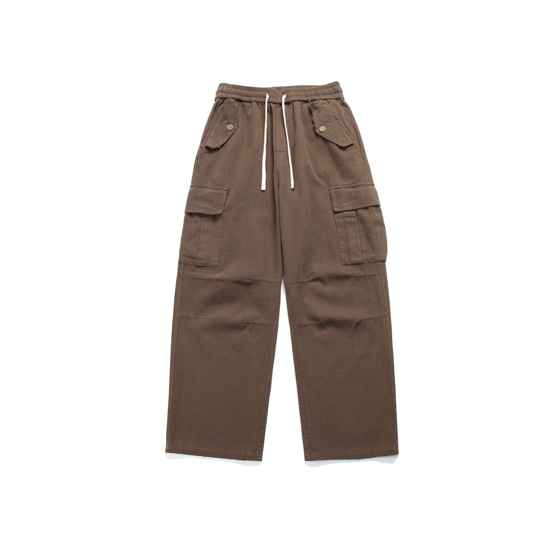 Multi-Pocket Loose Straight-Leg Drawstring Cargo Pants