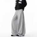 Retro Pleated Tie-Waist Sweatpants – Loose Wide-Leg Casual Fit