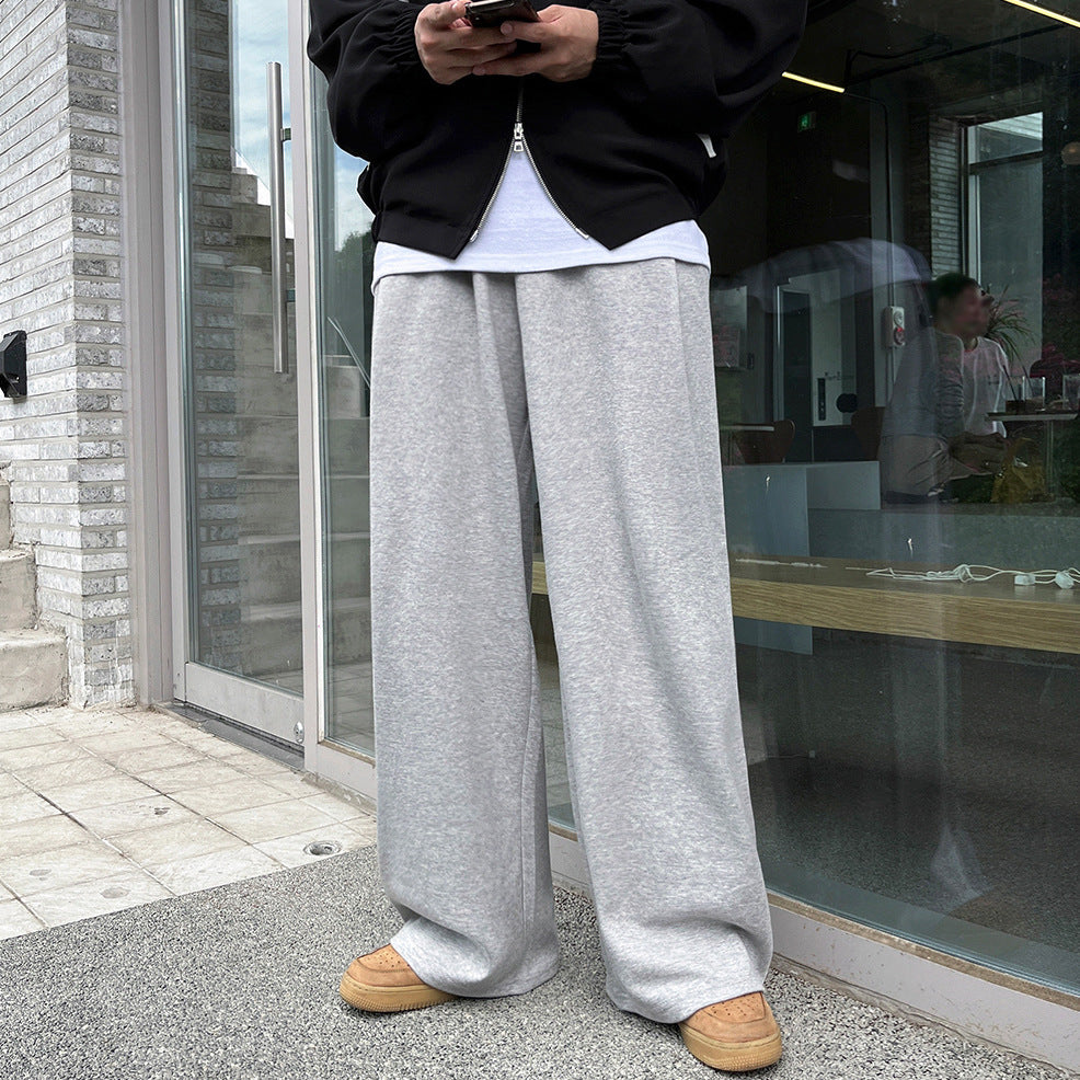 Drapey Wide Leg  - Casual Pants -  Straight Long Trousers - Relaxed Fit -  Sports Sweatpants