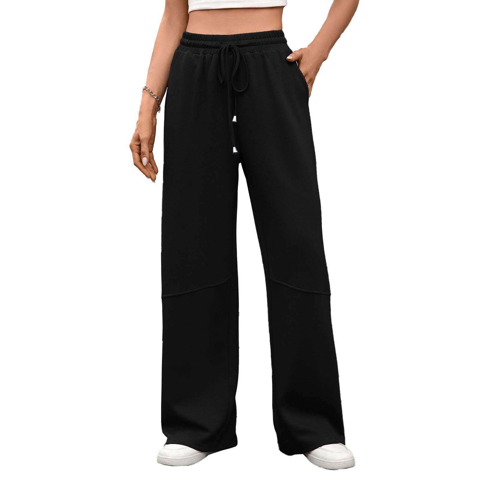 Solid Colors - Elastic Waist  - Drawstring Pocket  - Wide Leg Sweatpants