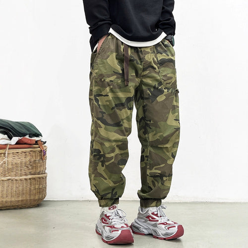 Camouflage Cargo Pants -  Loose Cuffed Trousers -  Vintage Casual Long Pants