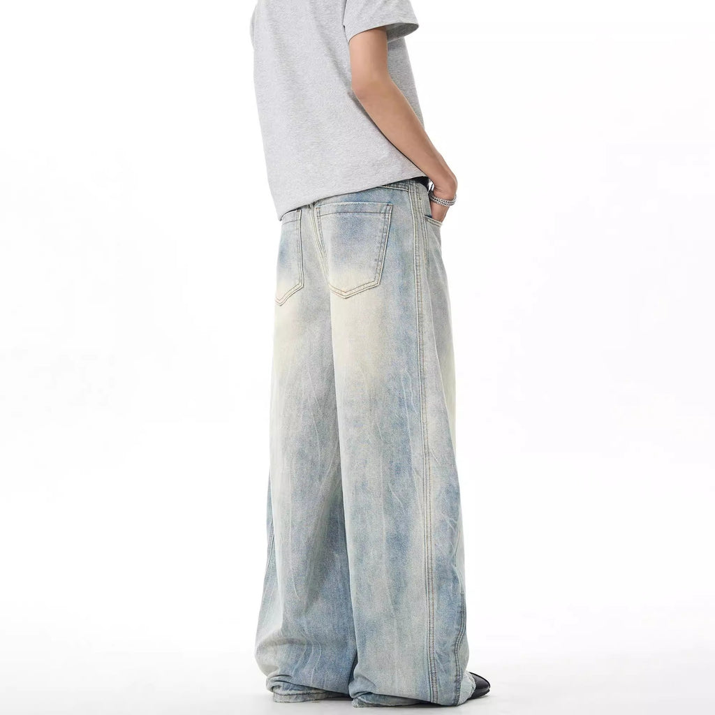Washed Baggy - Slash Wide Leg Jeans - Loose Baggy fit
