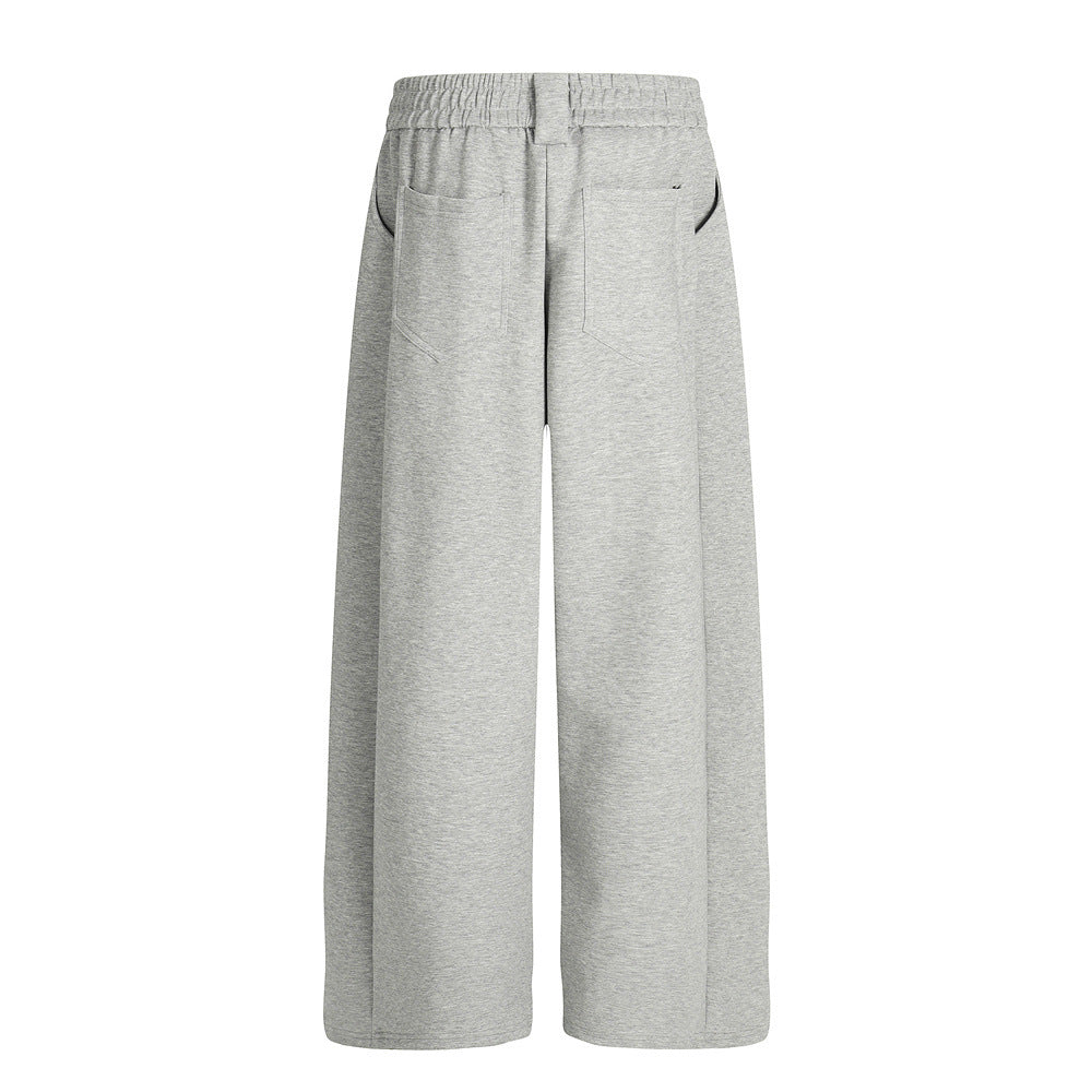 Chino-Style Panel & Pleat Sweatpants – Loose-Fit Wide-Leg