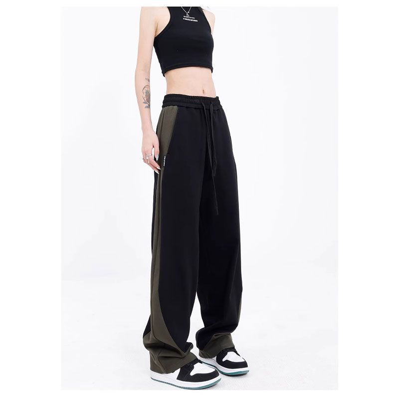 Fleece-Lined Color-Block Street Pants – Straight Leg Relaxed Fit