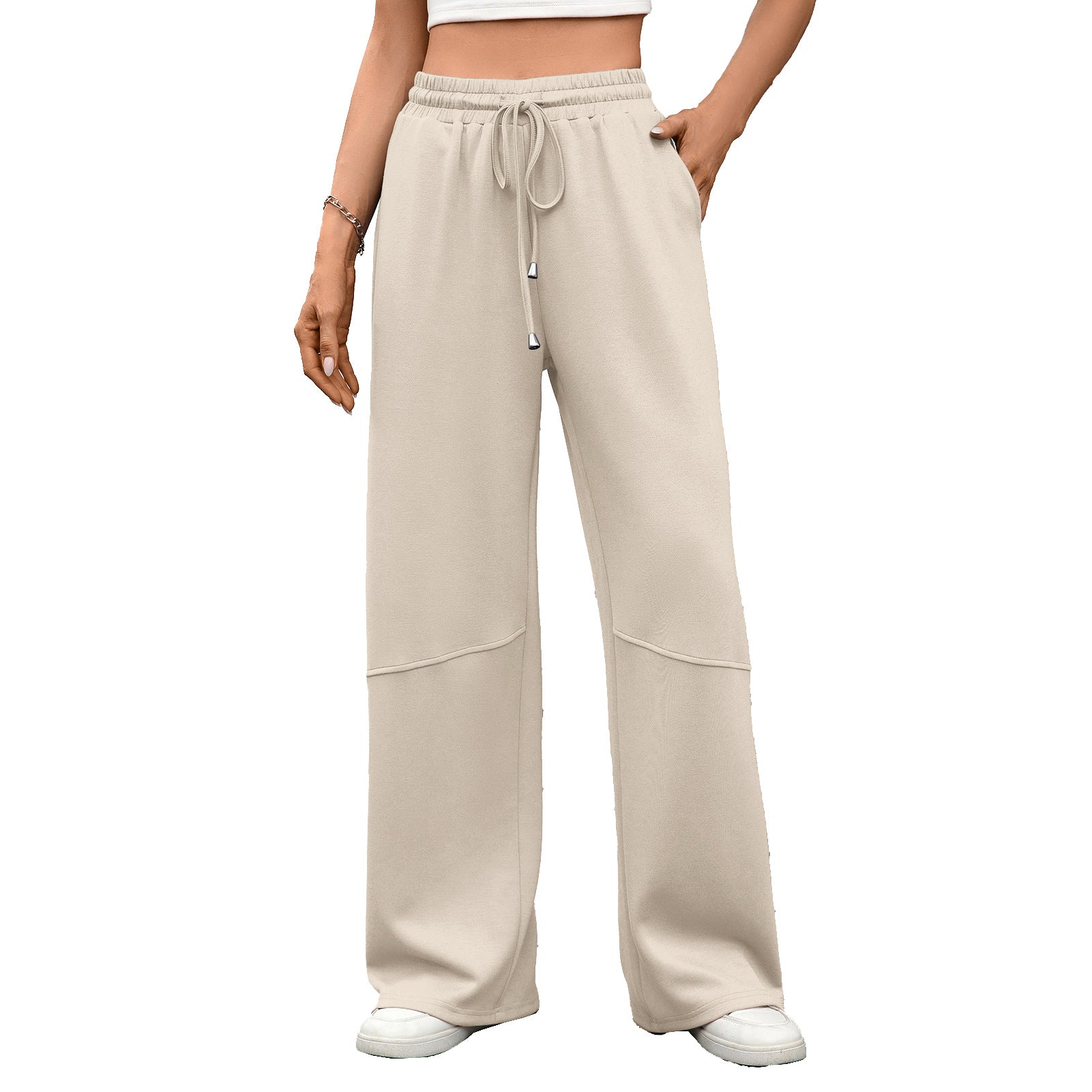 Solid Colors - Elastic Waist  - Drawstring Pocket  - Wide Leg Sweatpants