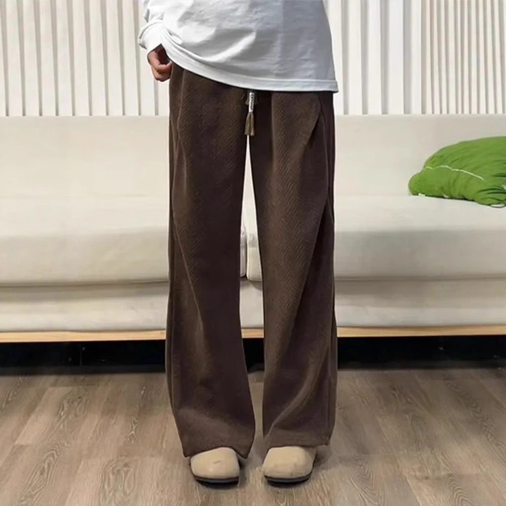 Pleated Knit Sweatpants – Relaxed Straight-Leg Pants