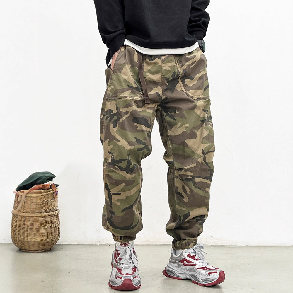 Camouflage Cargo Pants -  Loose Cuffed Trousers -  Vintage Casual Long Pants